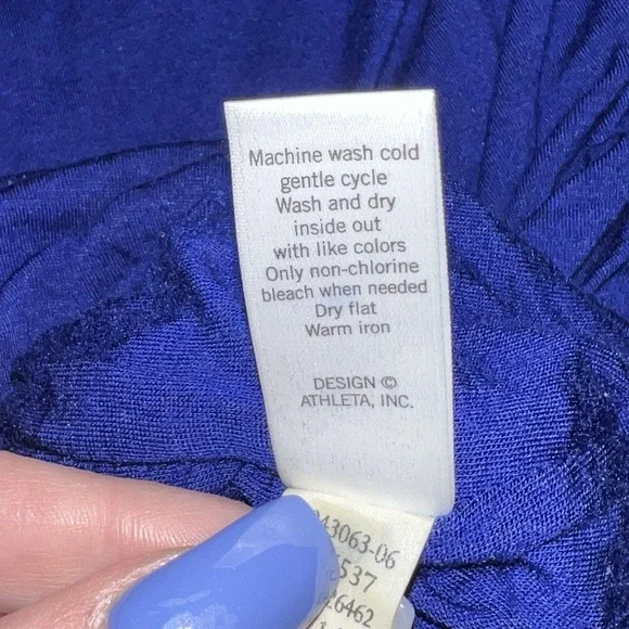 Athleta Womens Dress Small Blue‎ Stretch Solstice Casual Cowl Neck Long Sleeves - Picture 9 of 11